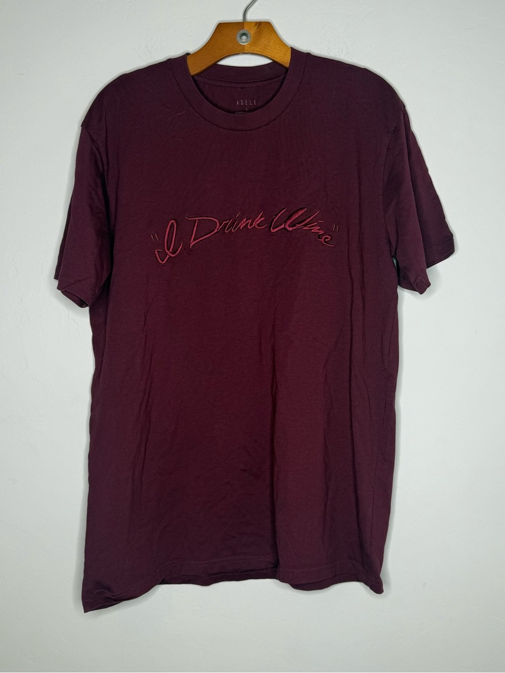 Adele I Drink Wine Unisex T-Shirt size Large Vegas residency merch maroon